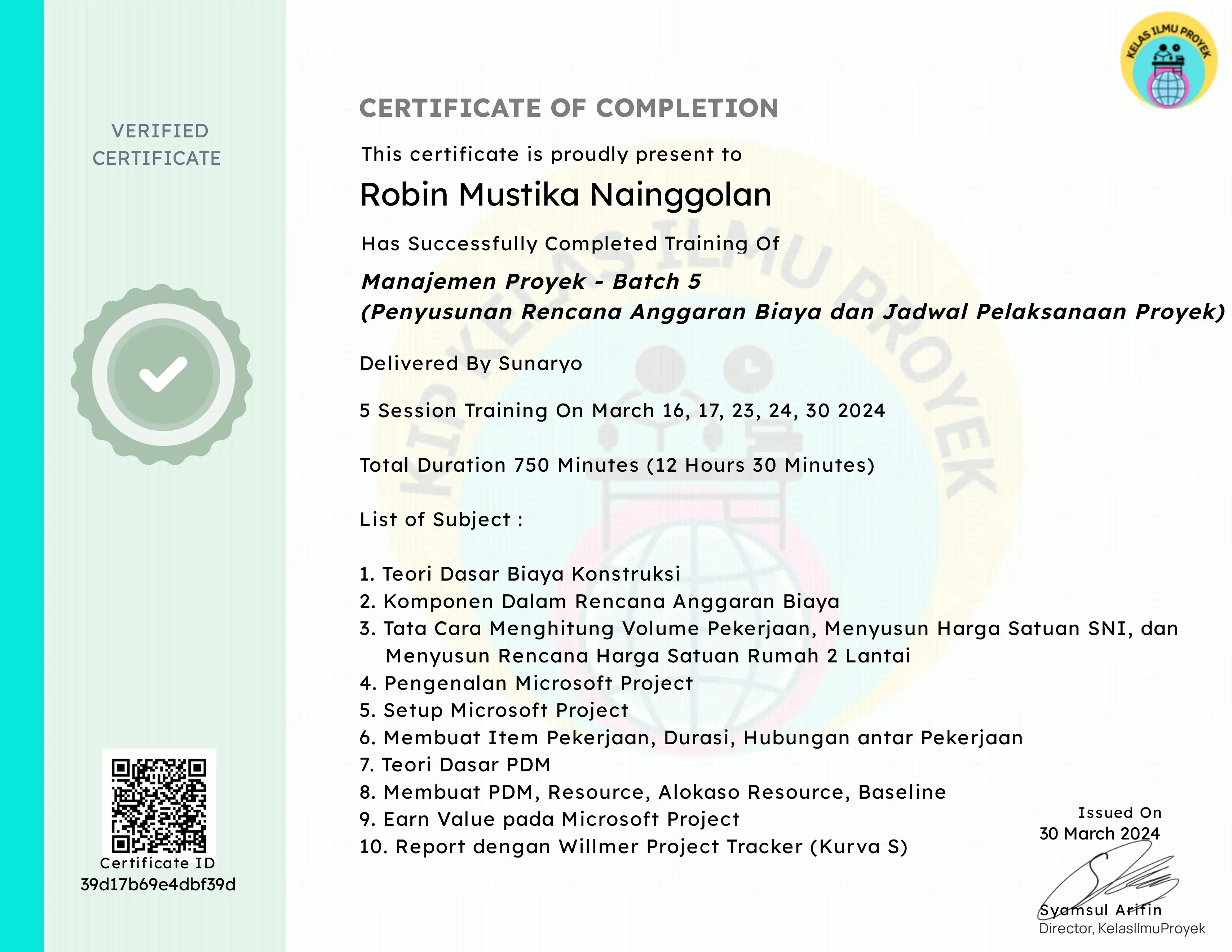 Paket Manajemen Proyek Batch 5- Live Training